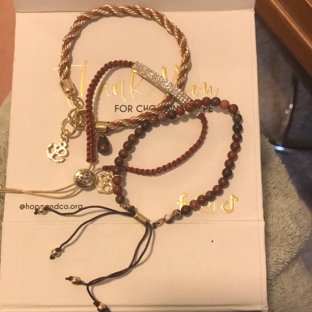 NEVER WORN, Hope & Co Red Jasper Bracelets Set of 3, FREE SHIPPING